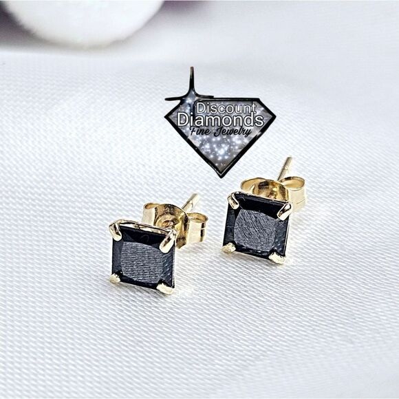 White Diamond 14K Real Gold | Jewelry | Square 76ct 4 Mm  Square 0.76 Ct. 4 mm Princess Cut CZ Simulated Diamond on 14K Real Yellow Gold